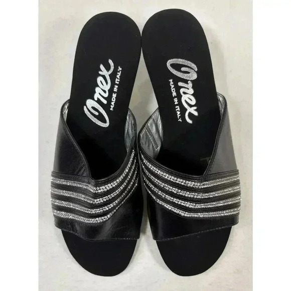 Onex Maxine Black Leather Kitten Heel Size 36 (5.5) Made In Italy - Picture 2 of 6